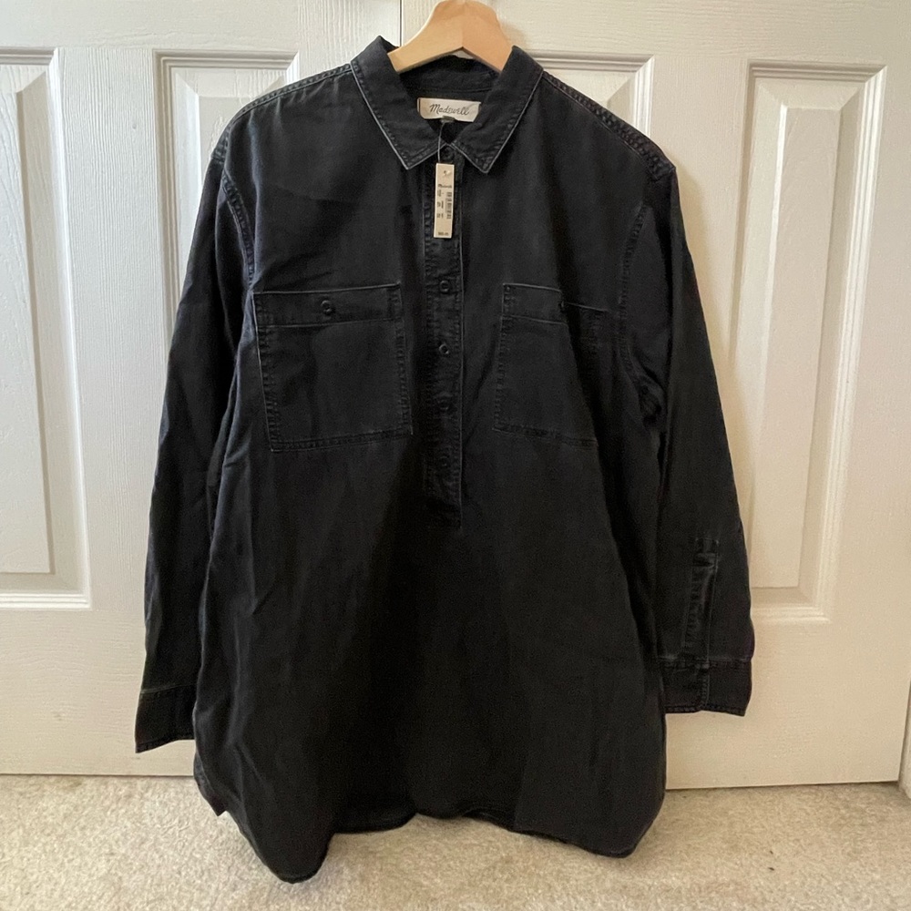 NWT Madewell Quarter Button-Up in Lunar Wash